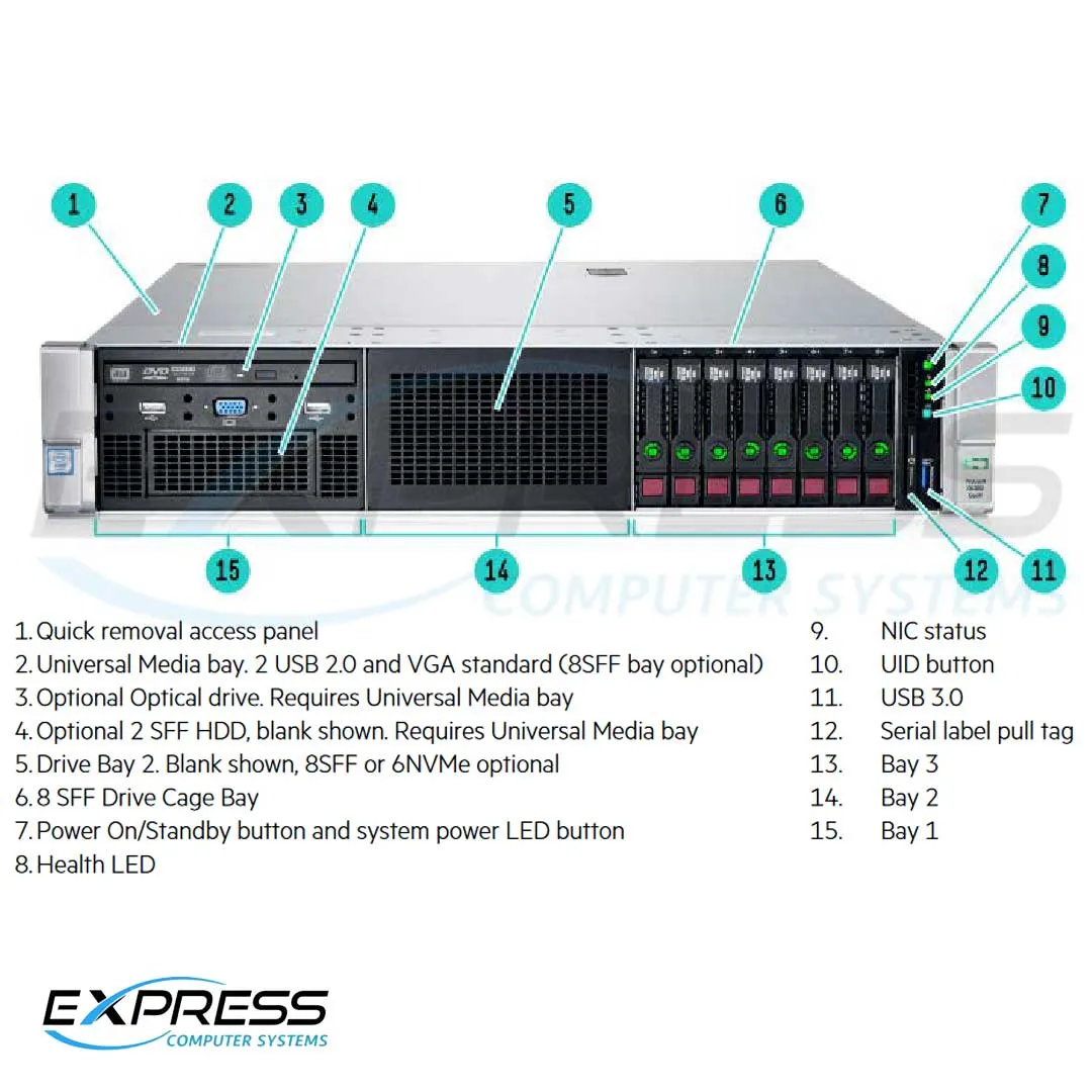 HPE ProLiant DL380 Gen9 E5-2690v4 2P 64GB-R P440ar 8SFF 2x800 W Perf Server | 859085-S01