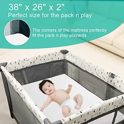 Hygge Hush Pack n Play Mattresses, Pack and Play Mattress Pad, Playard Mattress Memory Foam, Portable Toddlers Mattress Firmness Featuring Soft Removable Washable Outer Cover