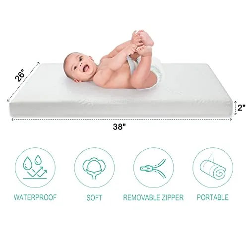 Hygge Hush Pack n Play Mattresses, Pack and Play Mattress Pad, Playard Mattress Memory Foam, Portable Toddlers Mattress Firmness Featuring Soft Removable Washable Outer Cover