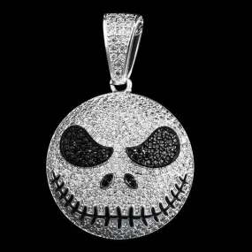 Iced Out Jack Skellington Pendant in White Gold