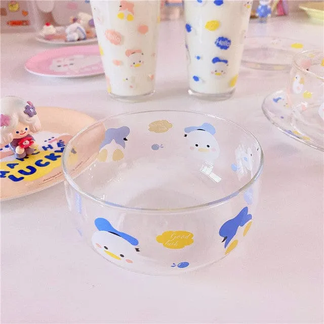 Kawaii Duck Summer Glass Plate / Cup Collection