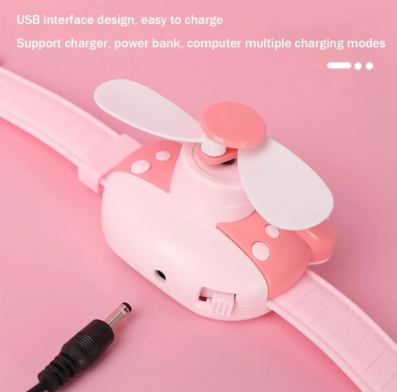 Kawaii Portable Cute Cat Watch Style Small Portable Fan Mini Watch USB Rechargeable Fan