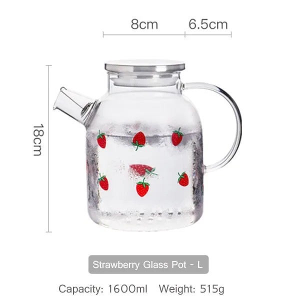 Kawaii Strawberry Glass Water Jug   Cup