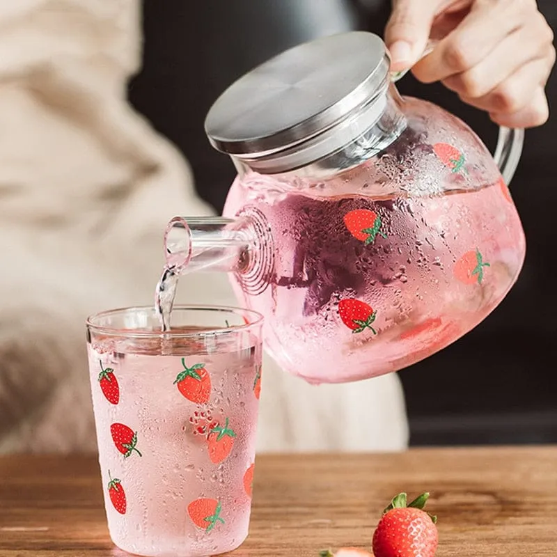 Kawaii Strawberry Glass Water Jug   Cup