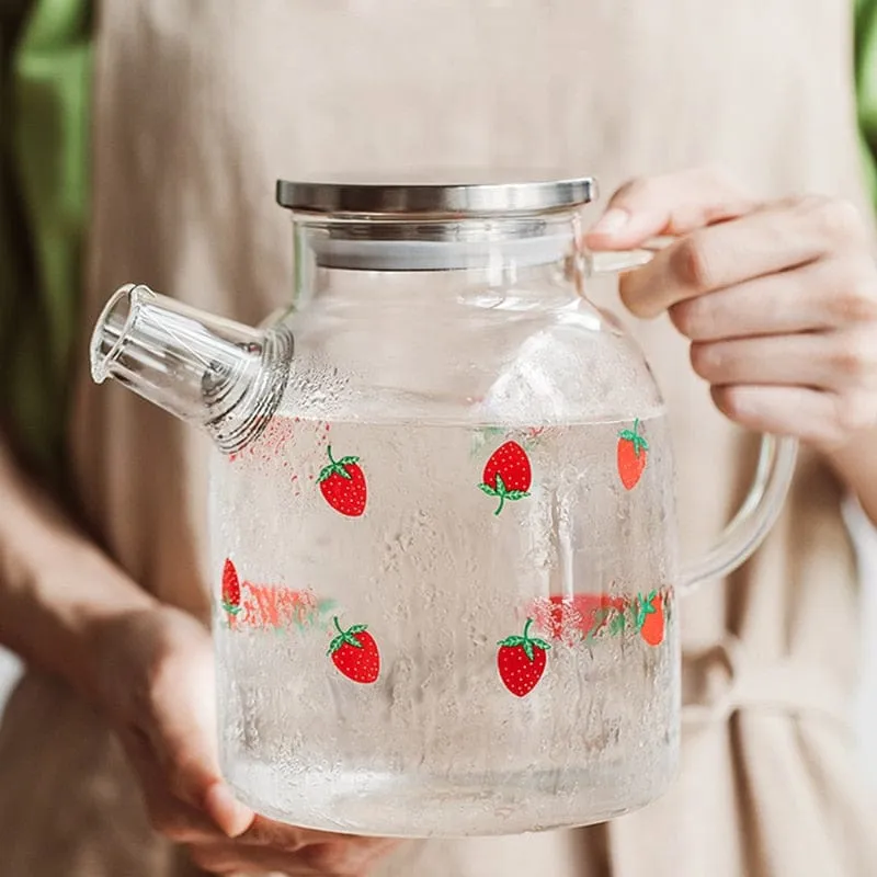 Kawaii Strawberry Glass Water Jug   Cup