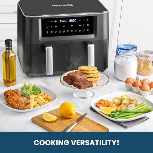 kitchelat DD9L Dual Zone Air Fryer 2 Drawer 9L  Efficient 2400W lthy Oil Free & Low-Fat Cooking