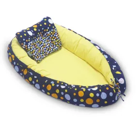 Kradyl Kroft Baby Boat Bed for Babies & Infants | Portable Baby Bedding Set with Pillow | Removable Covers | Double Side Baby Sleeping Bed | Baby Sleeping Pod (Magic Polka)