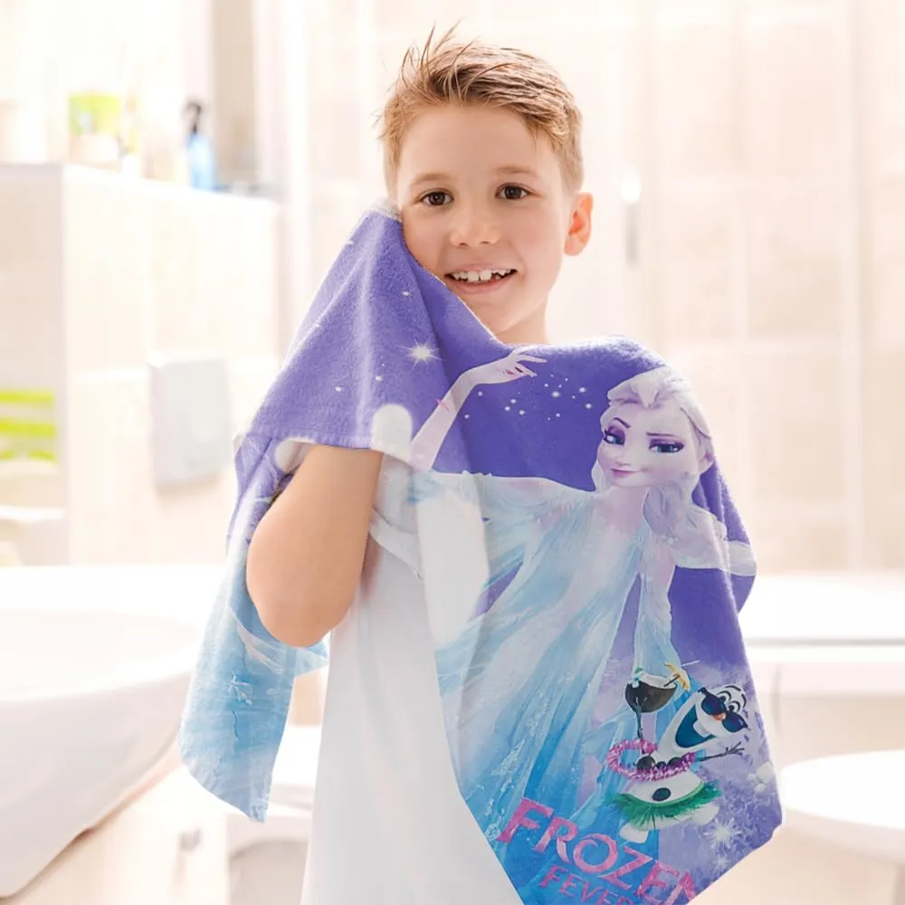 Kuber Industries Disney Frozen Microfiber Soft Kids Bath Towel (Sky Blue)