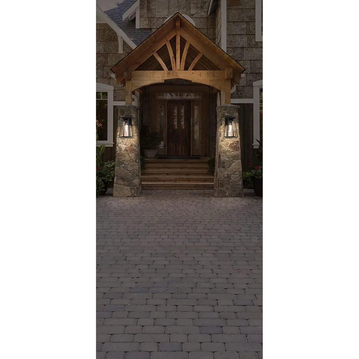 Lanister Court 13 in. Outdoor Wall Lantern Black & Gold Finish