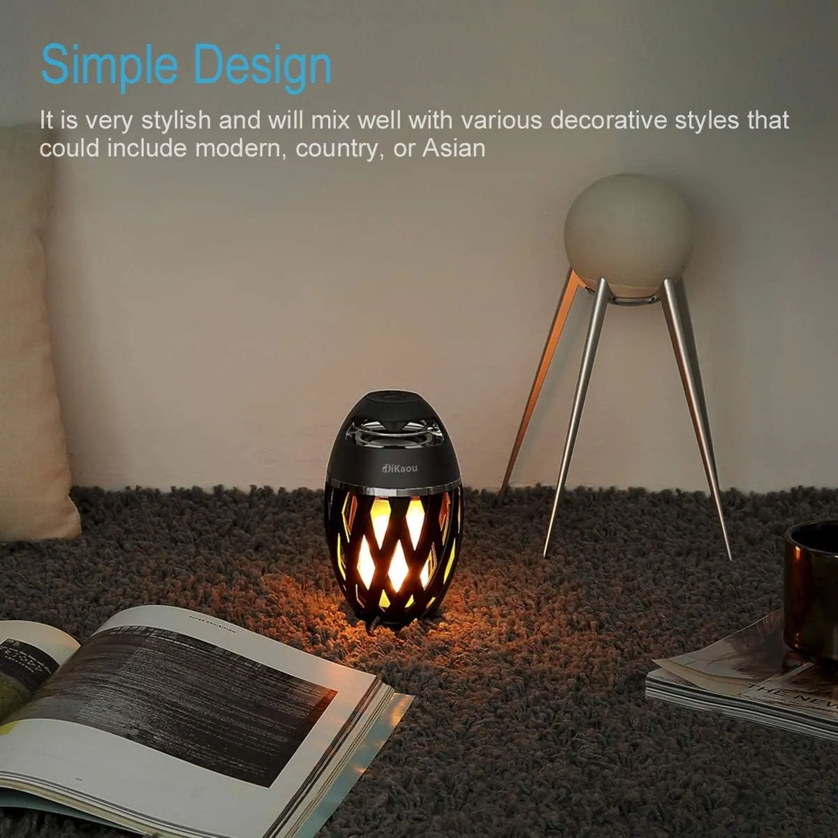 LED Flame Table Lamp with Bluetooth Speaker – Rechargeable Ambience Lantern for Patio & Home Decor, Perfect Gift for All Ages