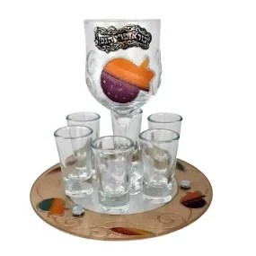 Lily Art - 50711- Kiddush Set Liquer Cups with Round Tray And Kiddush Cup 20x17 c"m