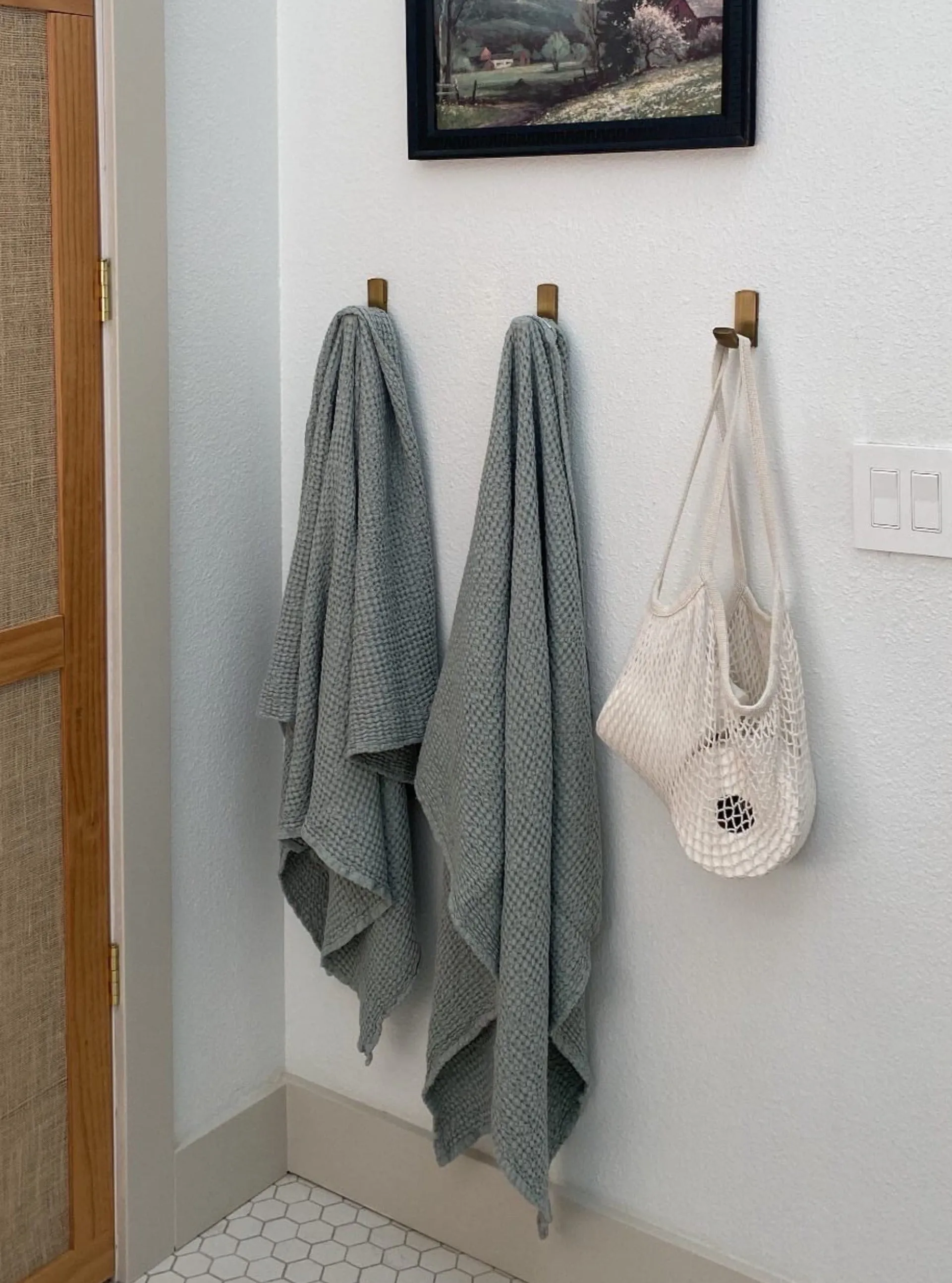 Linen Waffle Bath Towel - Mustard