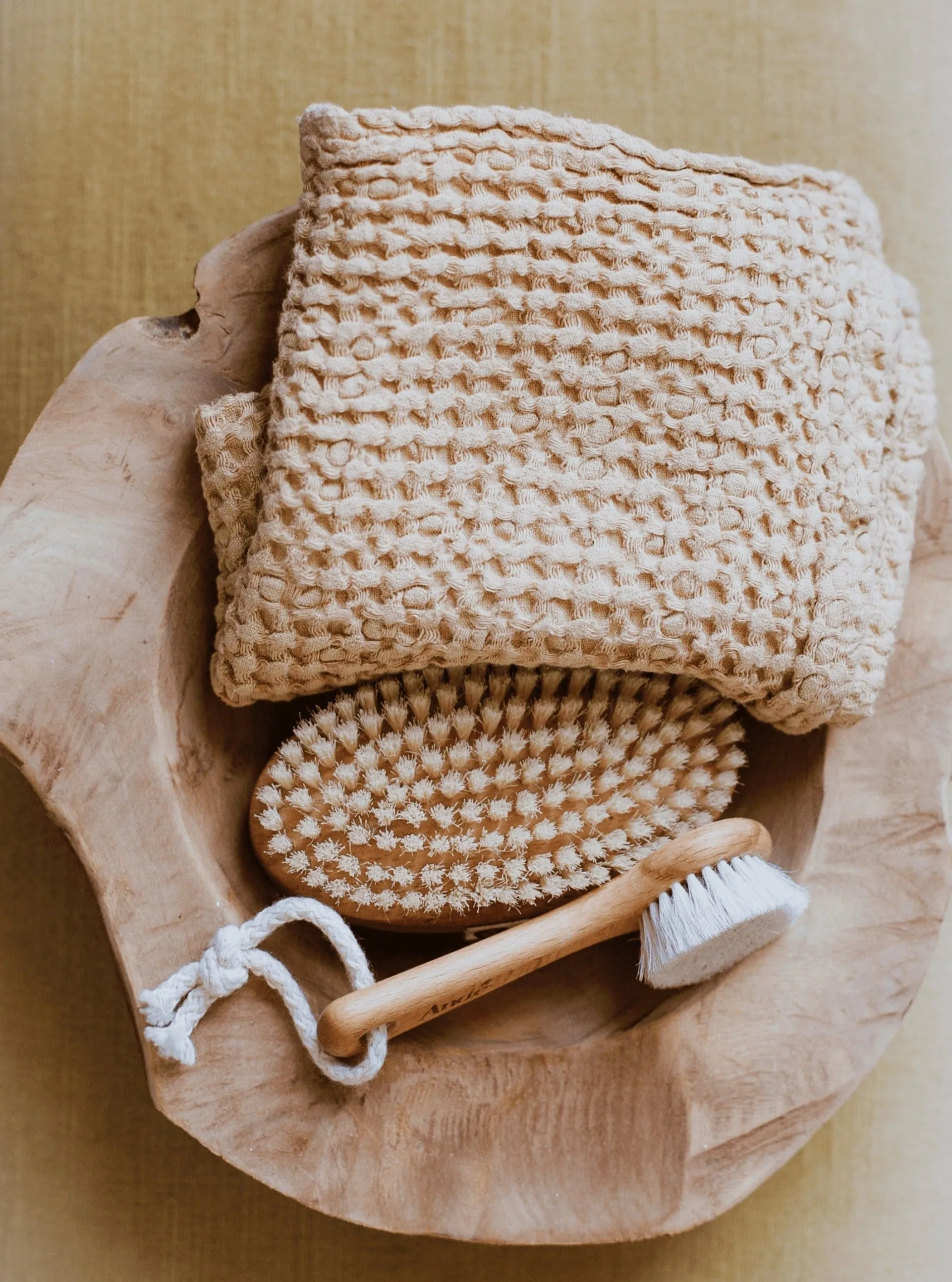 Linen Waffle Bath Towel - Mustard