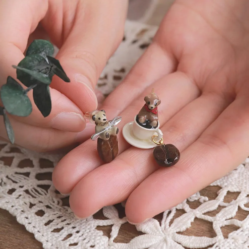 Little Bear and Coffee Earrings