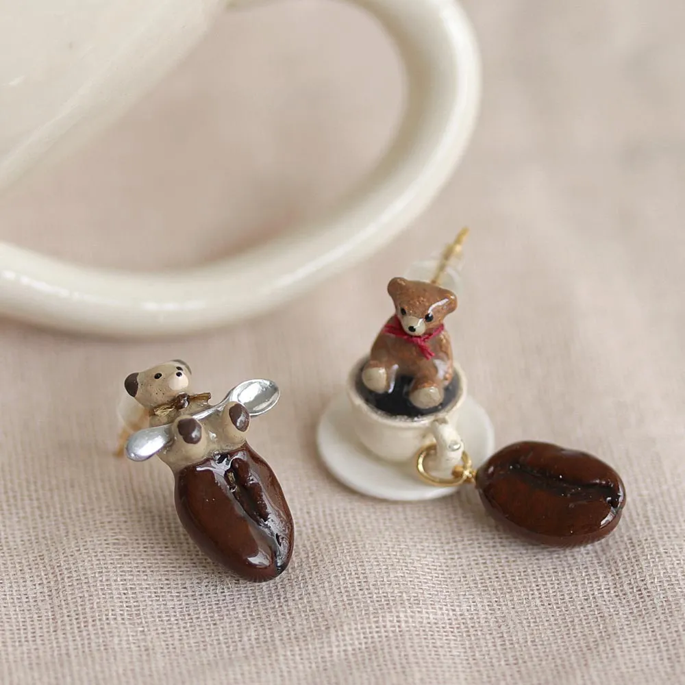 Little Bear and Coffee Earrings