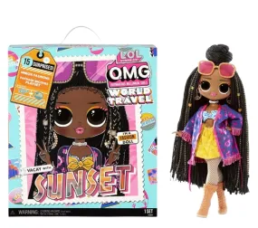 L.O.L. Surprise! OMG World Travel Sunset Fashion Doll with 15 Surprises Including Fashion Outfit, Travel Accessories and Reusable Playset – Great Gift for Girls Ages 4 ,Multicolor,576570