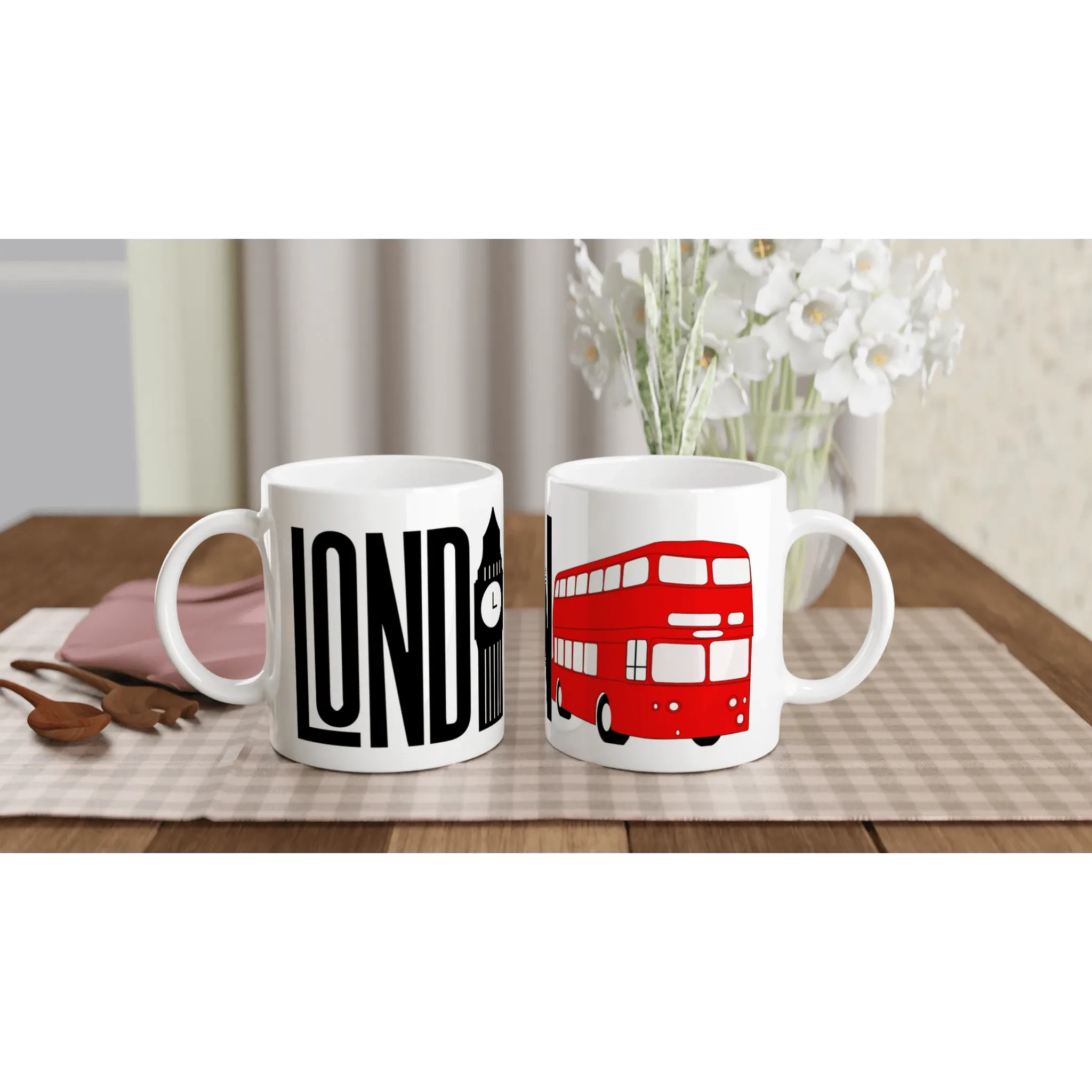 London Icon Mug | Big Ben and Red Bus Design