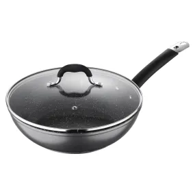 MasterPro Wok with Glass Lid Non-Stick Aluminium Induction 28cm