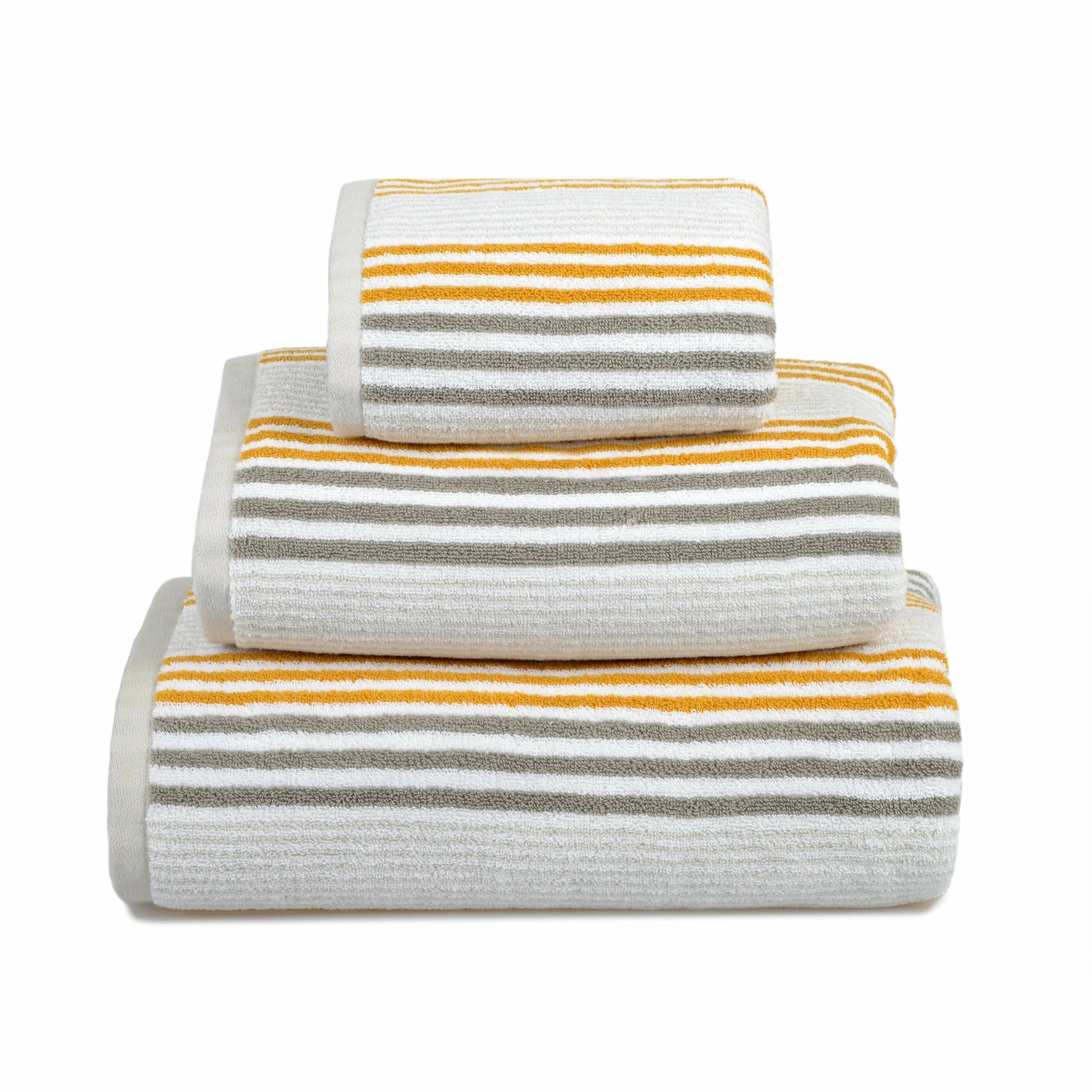 Merlin Mustard & Grey Stripe Towels