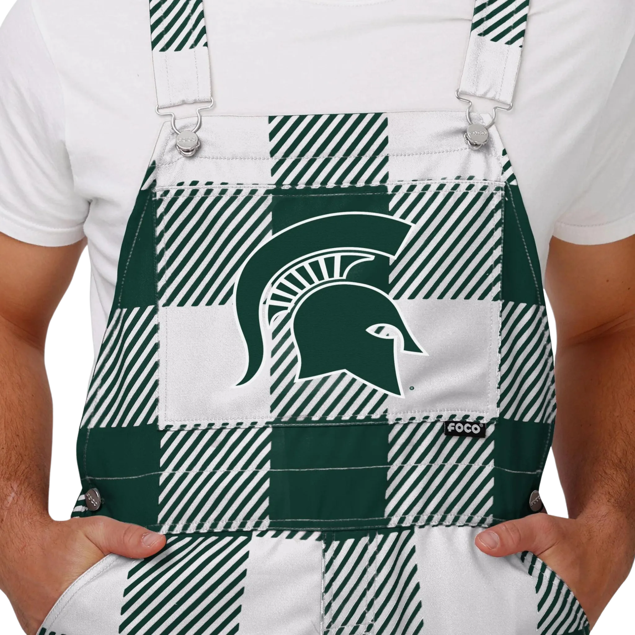 Michigan State Plaid Bib Overalls