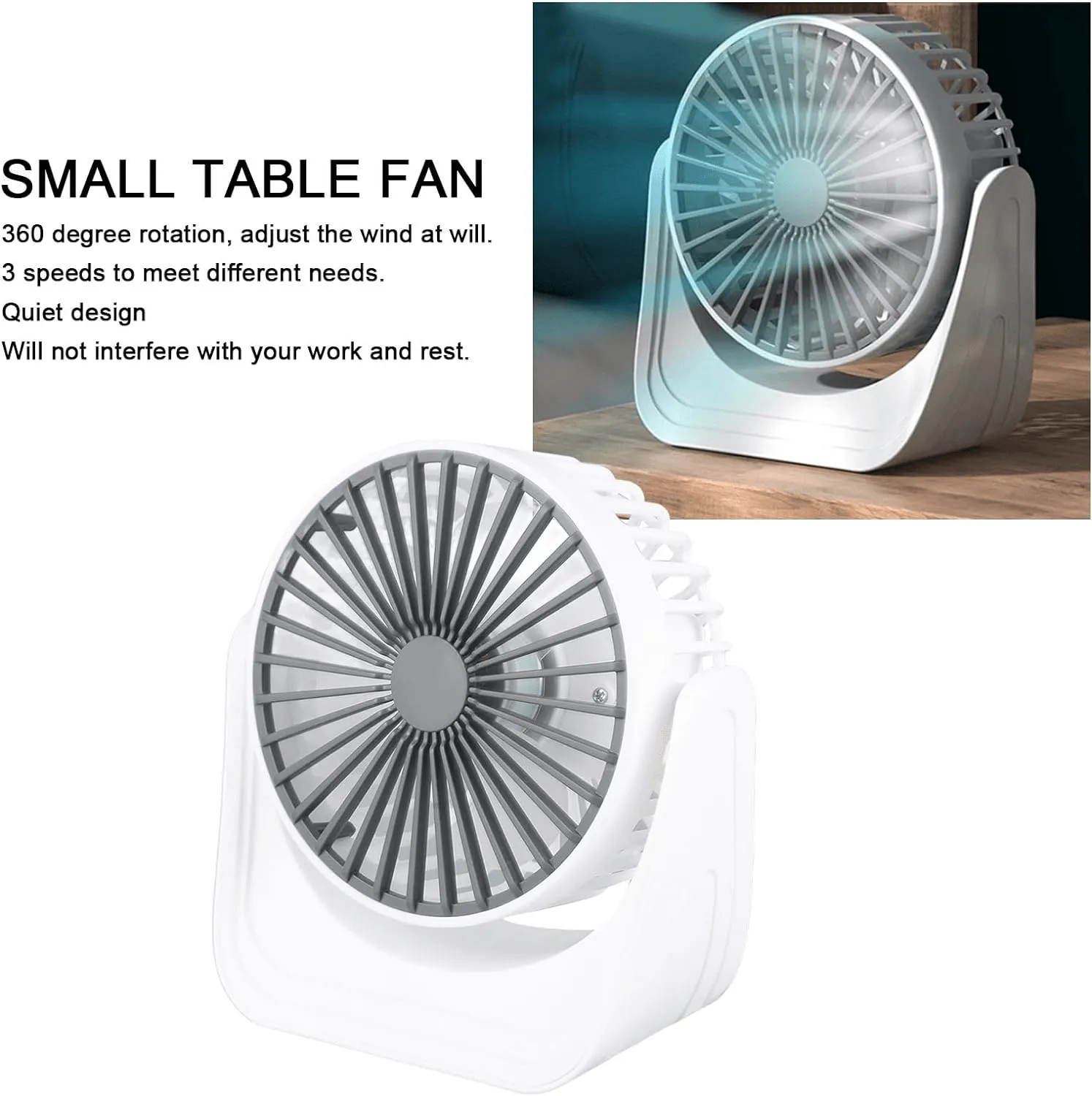 Mini Portable Quiet Operation USB Rechargeable Fan