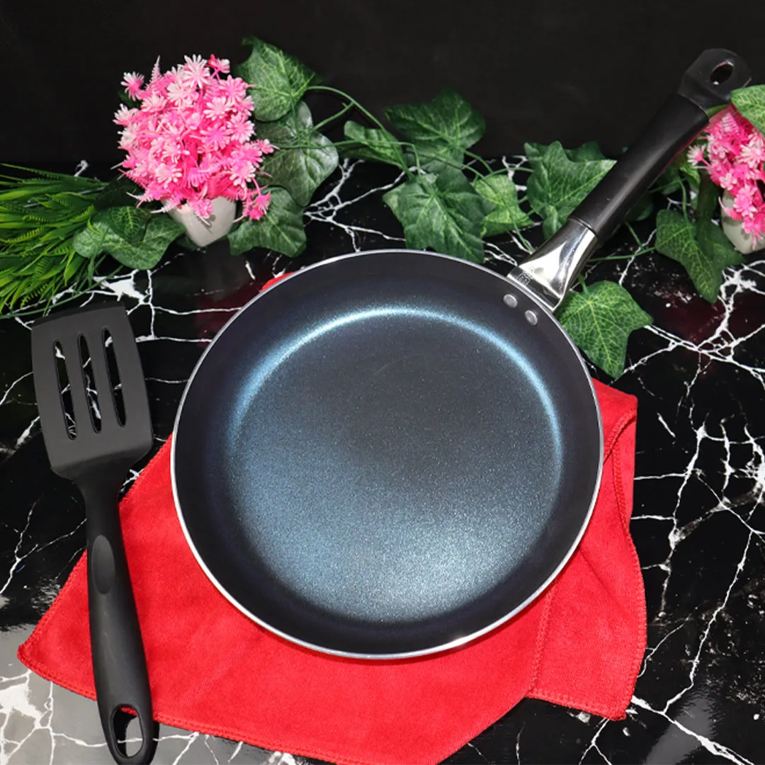 Mirror Polish Aluminum Steno Frying Pan inside Marble Coat - Black