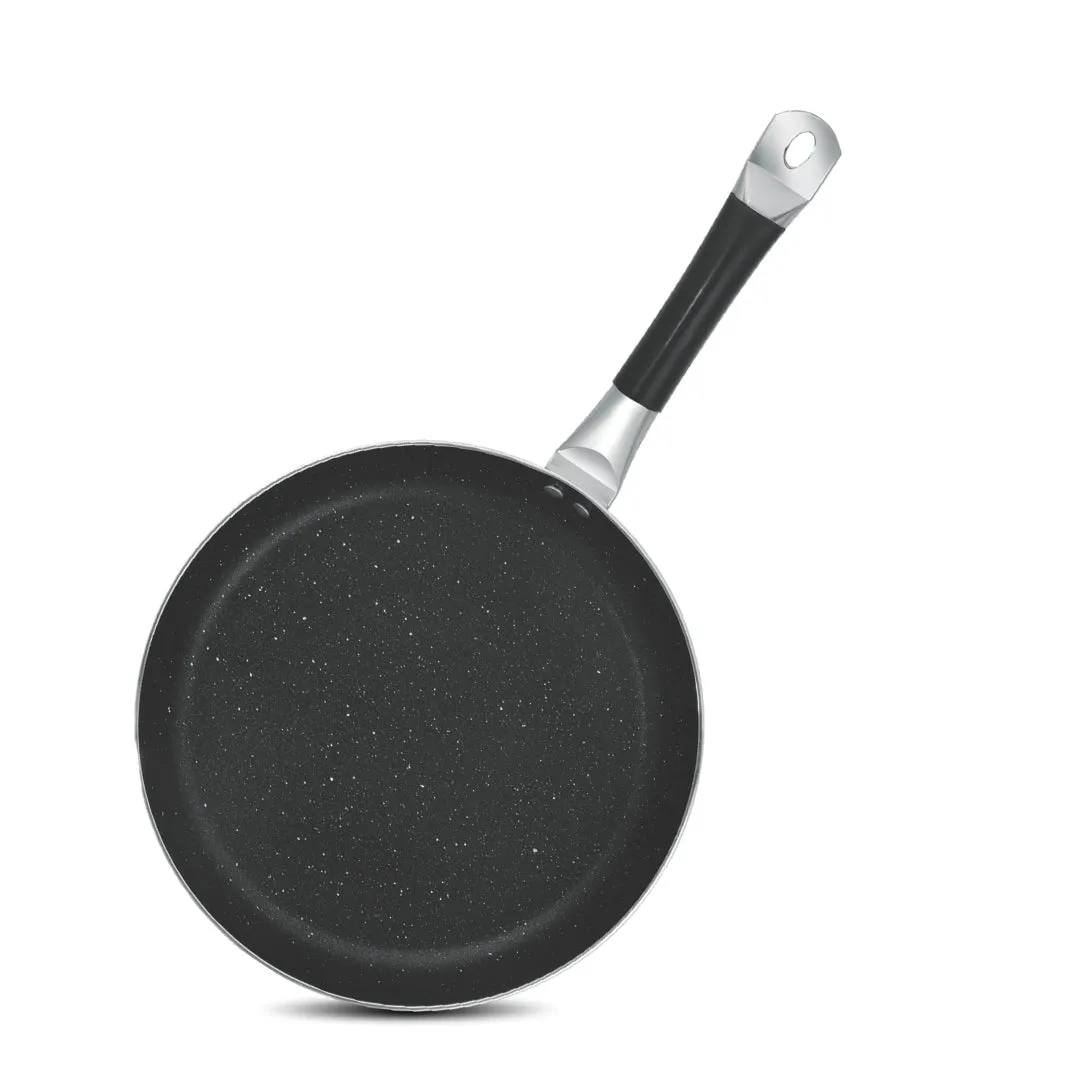 Mirror Polish Aluminum Steno Frying Pan inside Marble Coat - Black