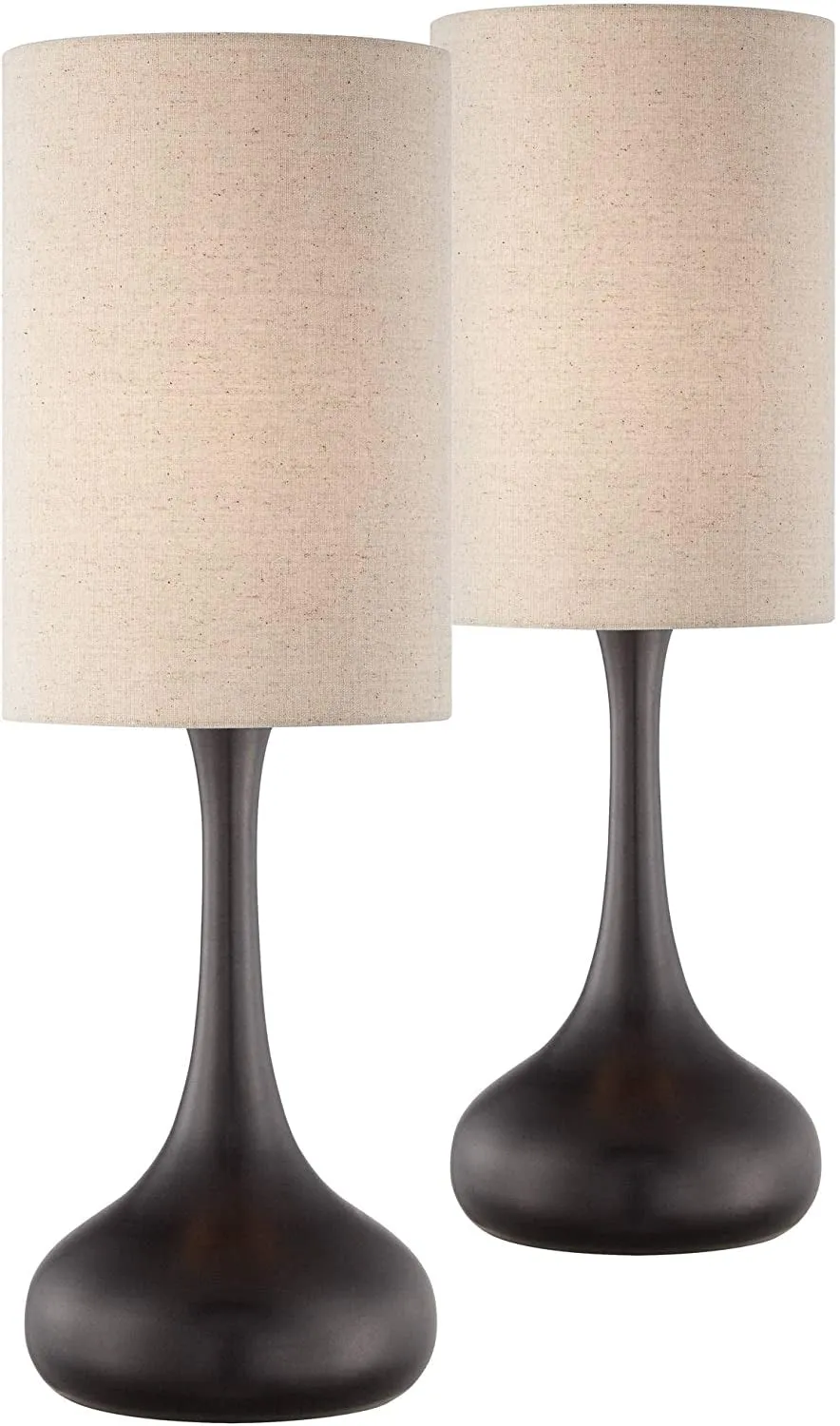 Modern Table Lamps 24" High Set of 2 Espresso