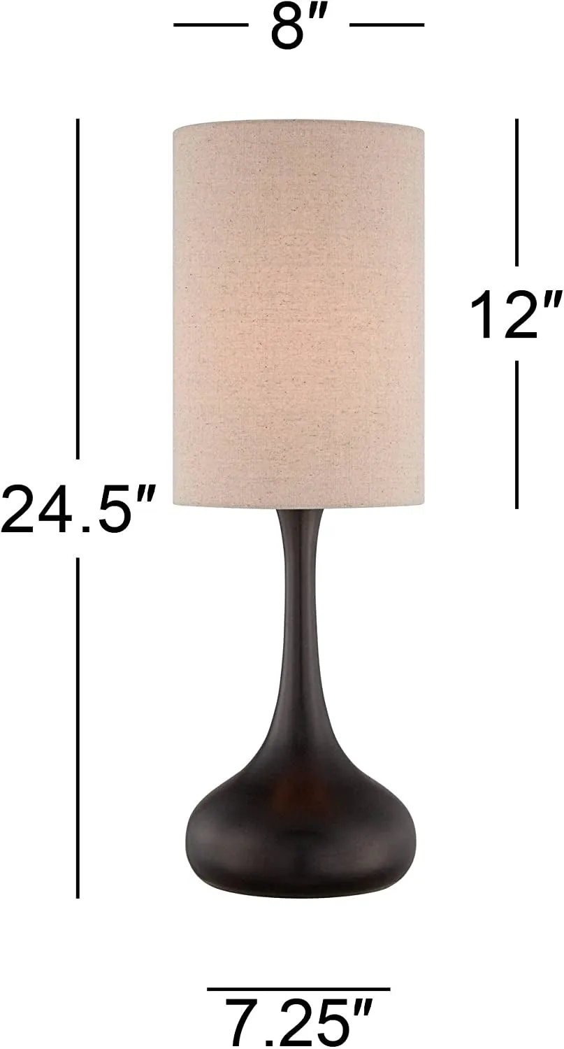 Modern Table Lamps 24" High Set of 2 Espresso