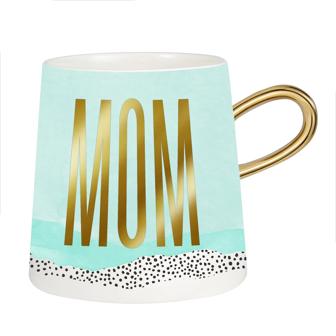 Mom Tapered Mug with Gold Handle | Ceramic Coffee Tea Cup | 11oz