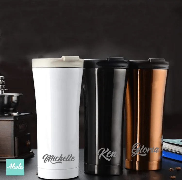 【Name】 Engraved Stainless Steel Hot or Cold Coffee Cup 刻名不鏽鋼保冷/保温咖啡杯