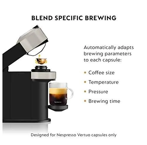 Nespresso Vertuo Next Coffee and Espresso Machine with Aeroccino NEW by Breville, Light Grey, Single Serve Coffee & Espresso Maker, One Touch to Brew