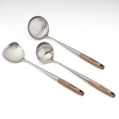 New - Cuisinart 3pc Wok Tool Set with Acacia Handles