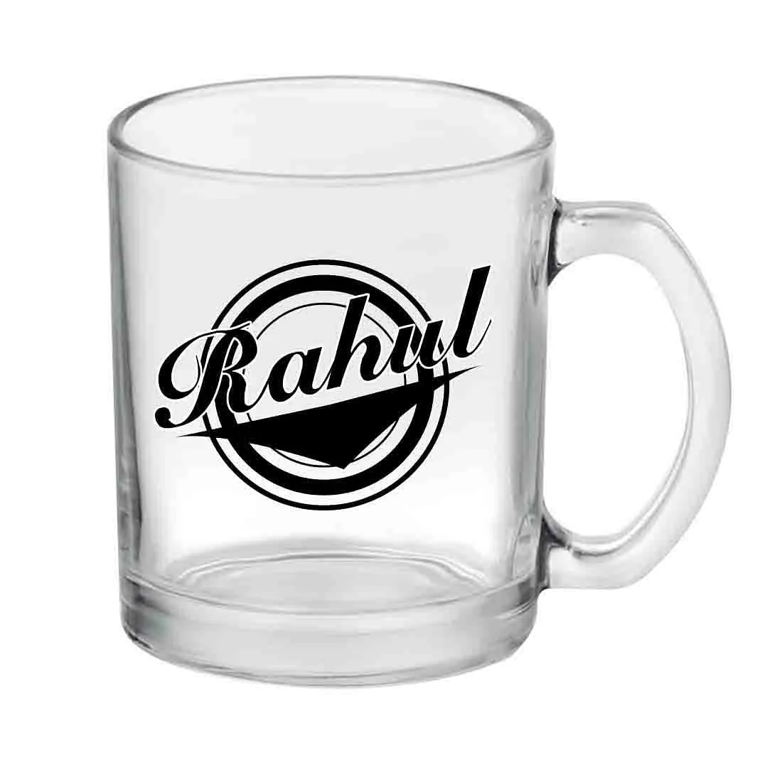 New Personalized Coffee Glass Mug - Circle Name