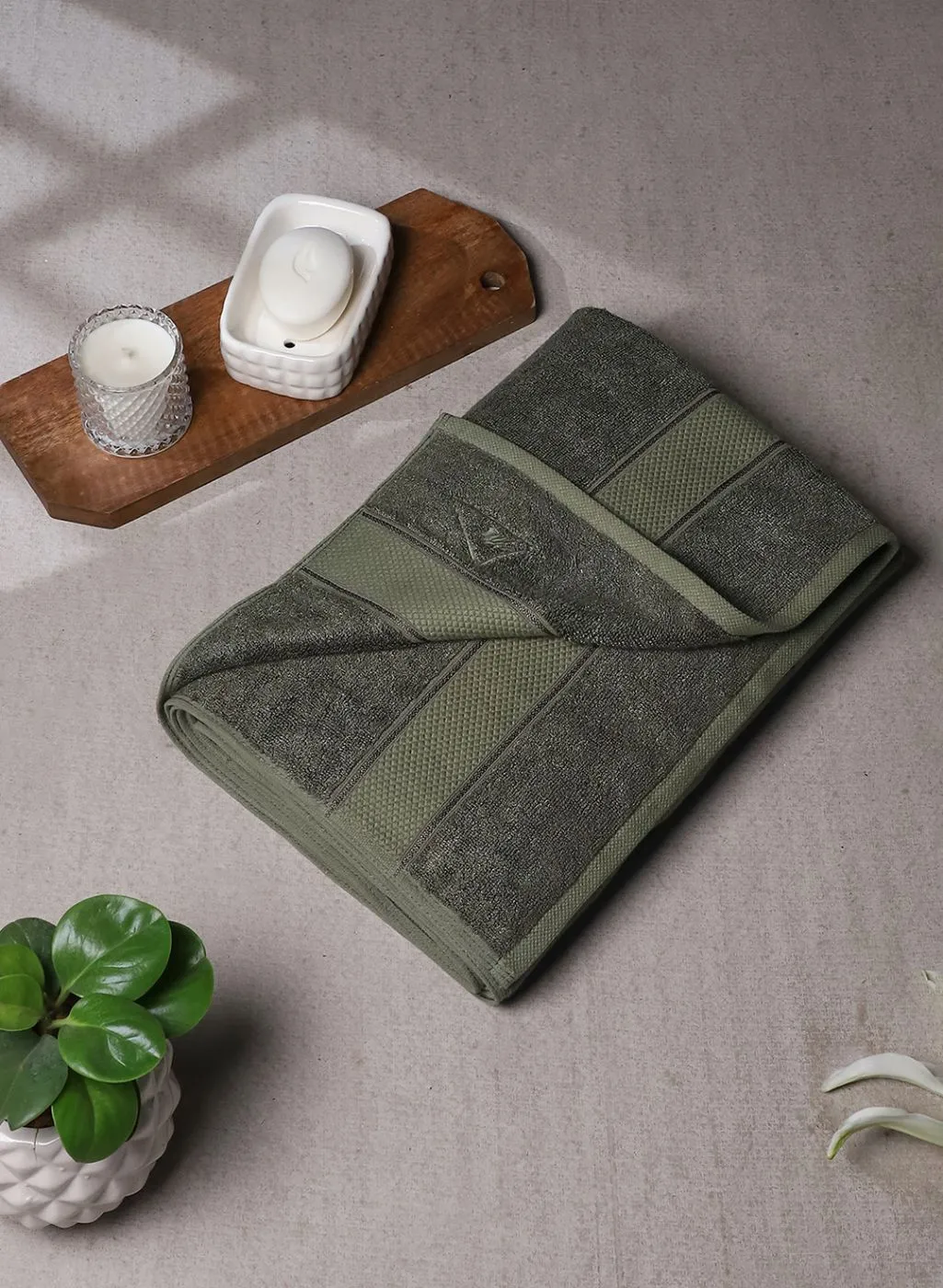 Olive Cotton 600 GSM Bath Towel