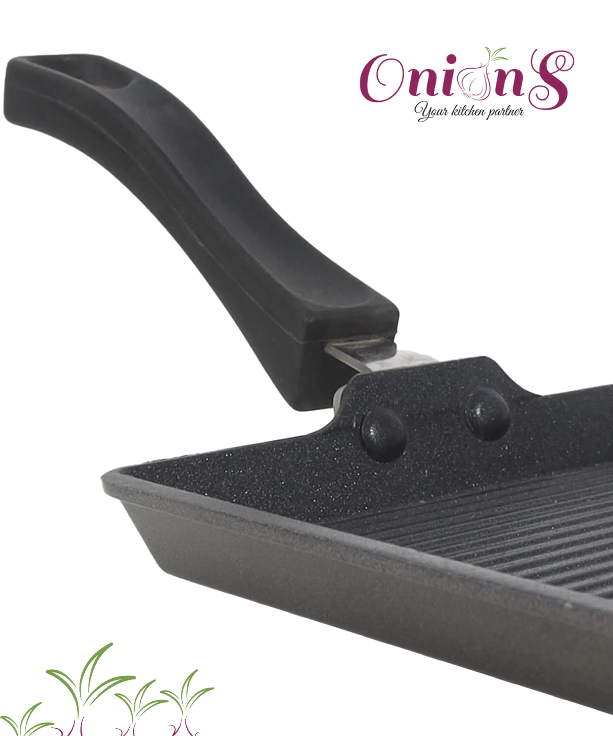 Onions Non-Stick Mini Grill Pan, Egg/Bread Pan Gas Compatible Only Black - 1 Pc 150 ml Capacity