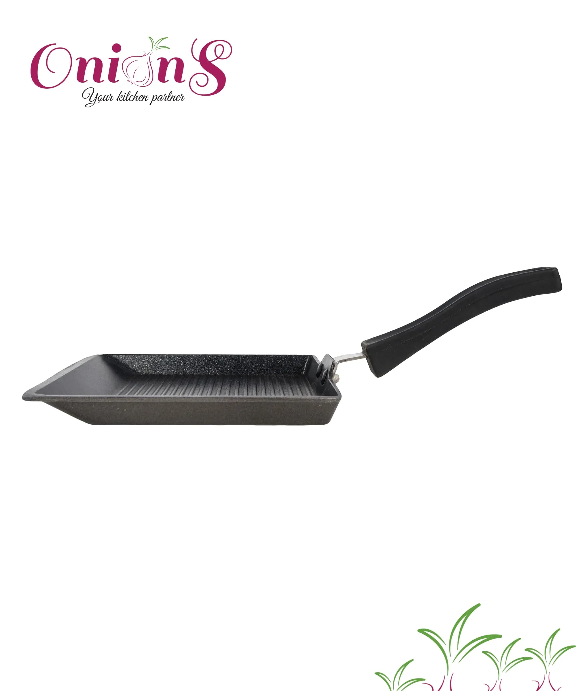 Onions Non-Stick Mini Grill Pan, Egg/Bread Pan Gas Compatible Only Black - 1 Pc 150 ml Capacity