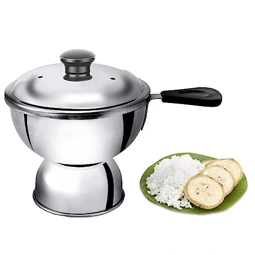 Panca Chiratta Puttu Maker with Handle Use with Pressure Cooker Puttu Kutti Puttu Steamer Silver, Make in India