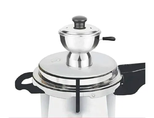 Panca Chiratta Puttu Maker with Handle Use with Pressure Cooker Puttu Kutti Puttu Steamer Silver, Make in India