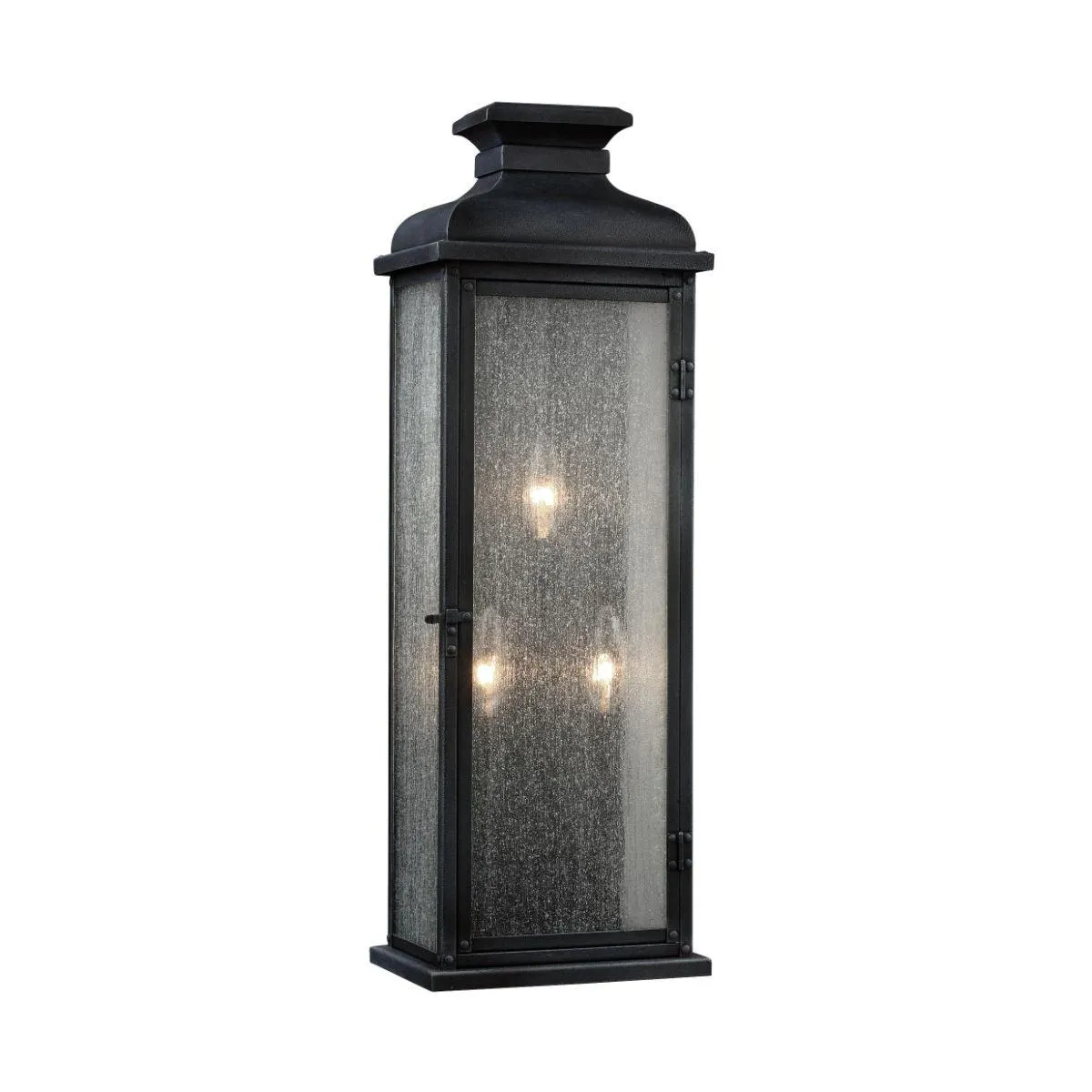 Pediment 24 In. 3 Lights Outdoor Wall Sconce Black Finish