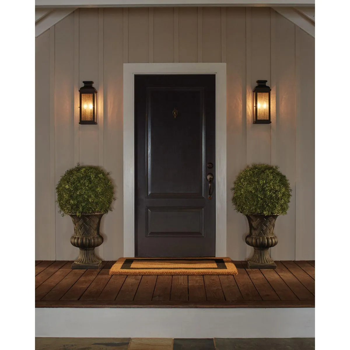 Pediment 24 In. 3 Lights Outdoor Wall Sconce Black Finish