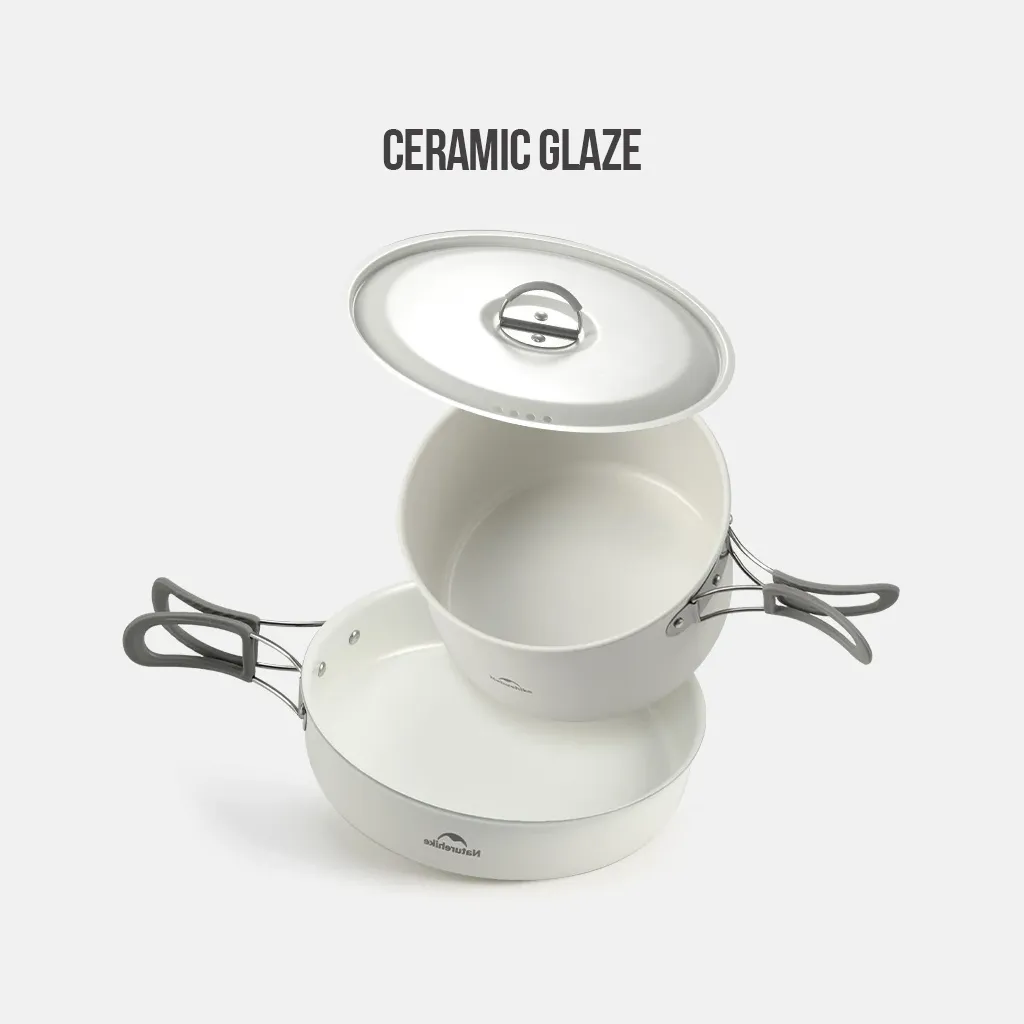 Peralatan Masak Camping Ultralight Naturehike CNK2450CF013 Nesting Ceramic Pot Set