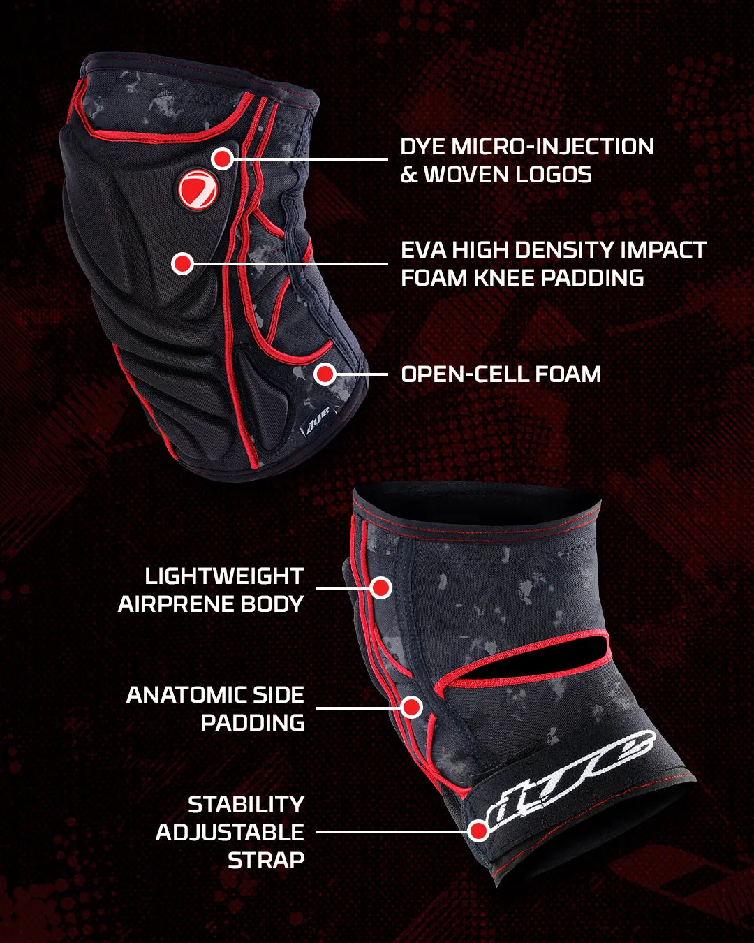 Performance Knee Pads - Dyecam Red