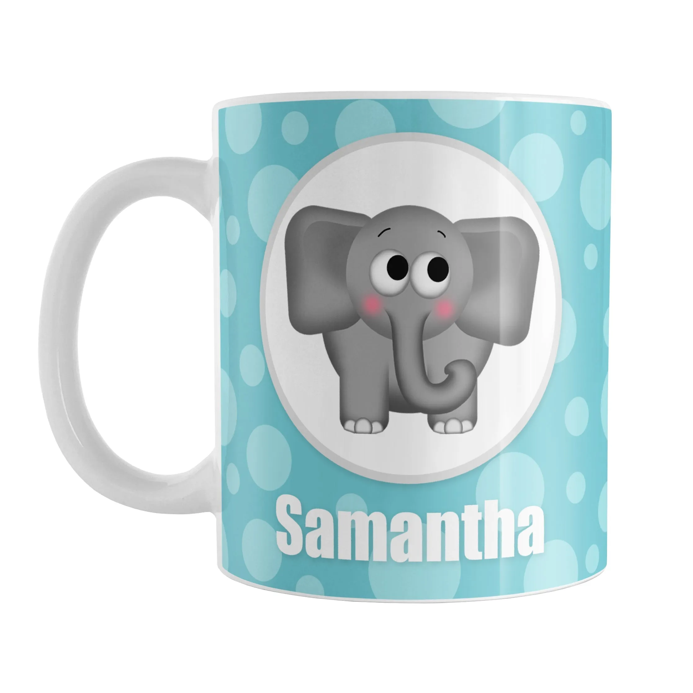 Personalized Cute Elephant Bubbly Turquoise Mug