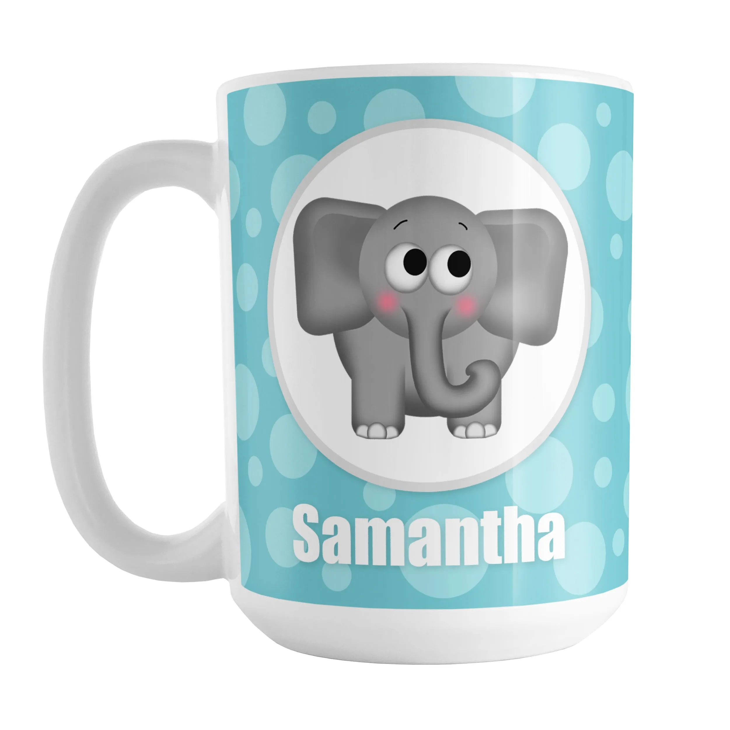 Personalized Cute Elephant Bubbly Turquoise Mug