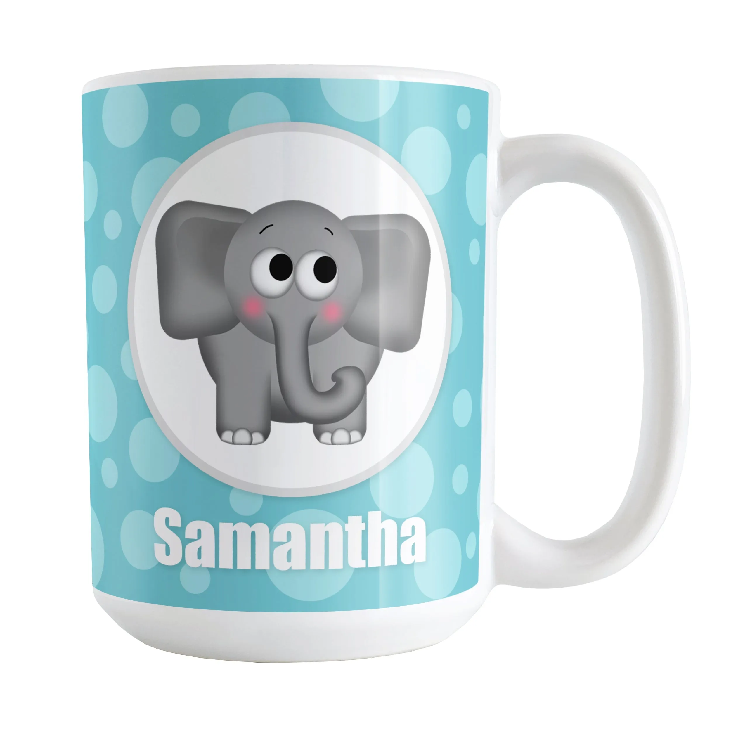 Personalized Cute Elephant Bubbly Turquoise Mug