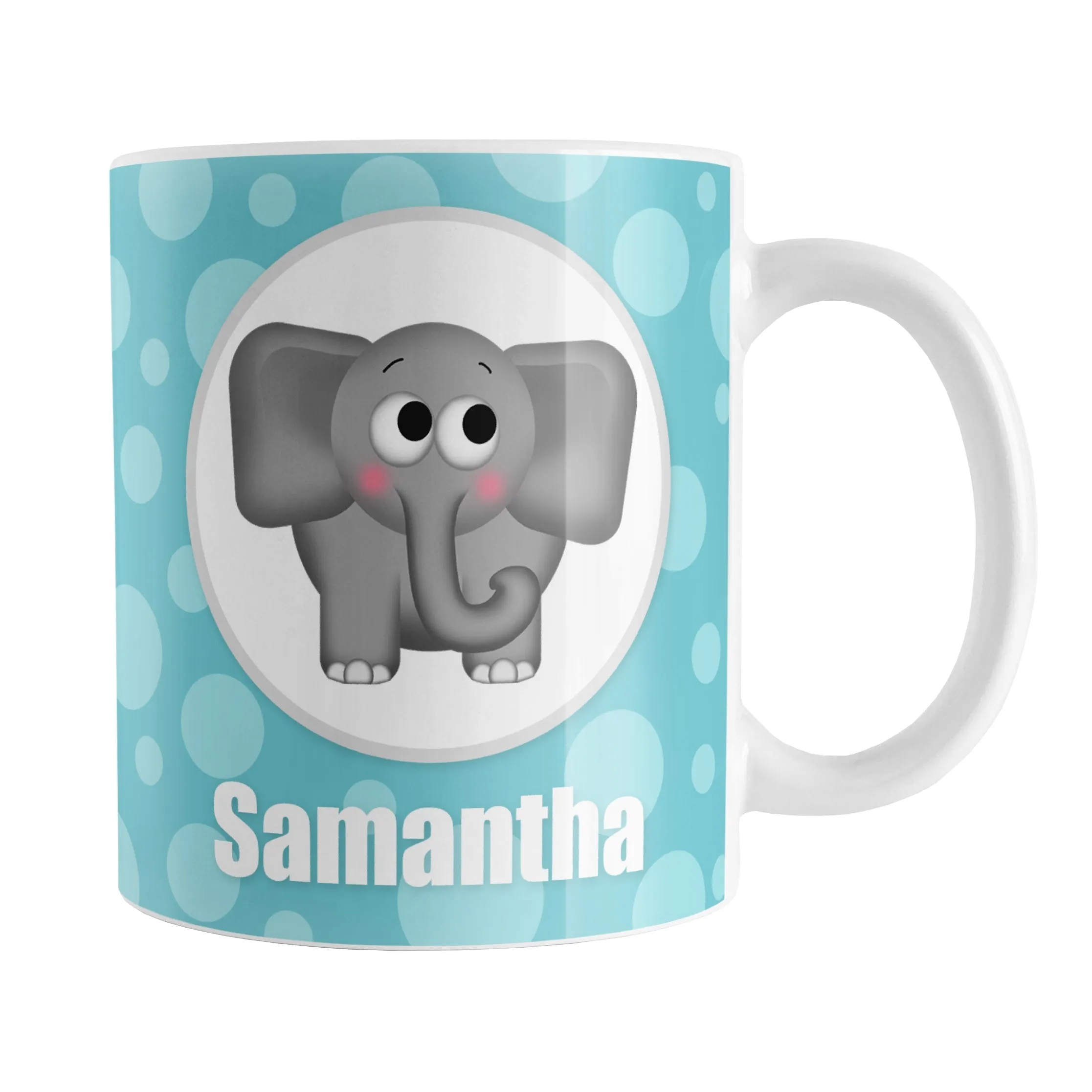 Personalized Cute Elephant Bubbly Turquoise Mug