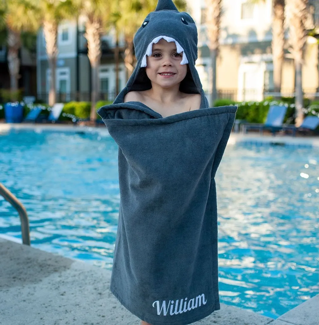 Personalized Embroidered Hooded Towel - Shark