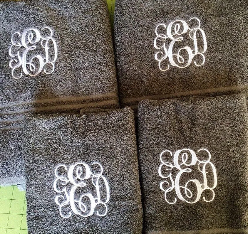 Personalized Monogram Towel Sets Bath Decor, Wedding Gifts