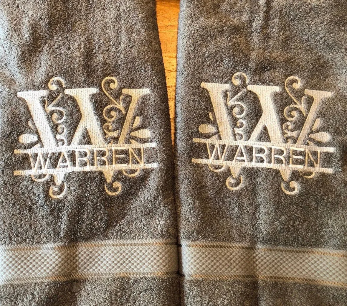 Personalized Split Initial/Name Bath Towel Sets Gift